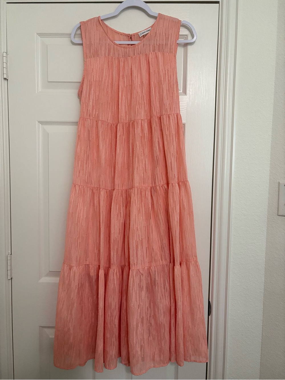Calvin Klein Peach Textured Tiered Maxi Dress